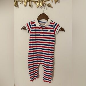 Monica + Andy stripe polo outfit